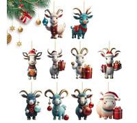 Ornements de panneau de sapin de Noël | Décorations plates en acrylique avec animaux, décoration d'arbre plat familial, pendentif de dessin animé pour cadeaux de fête, vacances Holdes