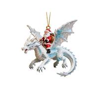 Ornements de Père Noël, pendentif 2D Père Noël chevauchant un dragon, ornements à suspendre pour sapin de Noël, décoration de fête à la maison, mur, fenêtre, sac à dos, décoration de célébration