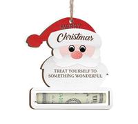 Ornements de Pince à Billets en Bois de Noël Porte-Billets Décoration à Suspendre pour Offrir des Billets de Banque Chèques à la Famille et aux Amis (Billets Non Inclus) (C, 10cm)
