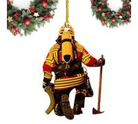 Ornements de Pompier de Noël, Pompier de Noël Pompier en Acrylique Ornements Suspendus - 2D Un côté de fête de Fournitures suspendues décor