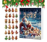 Ornements de poulet pour sapin de Noël, calendrier compte à rebours 24 | Pendentifs 2D en acrylique en forme de poussin à suspendre pour enfants et adultes, breloque animal pour sapin de Noël