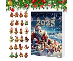 Ornements de poulet pour sapin de Noël, calendrier compte à rebours 24 | Pendentifs 2D en acrylique en forme de poussin à suspendre pour enfants et adultes, breloque animal pour sapin de Noël