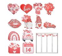 Ornements de Saint-Valentin | 1 lot d'étiquettes à suspendre en forme de tranches | Ornements de Saint-Valentin en bois à suspendre, pour fiançailles, mariage, cérémonie, Noël, intérieur et bureau