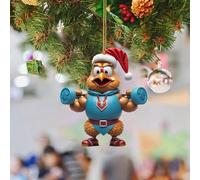 Ornements de sapin de Noël en acrylique 2D en forme de poule de dessin animé mignon en forme de poule - Ornements de cadeau éléphants blancs à suspendre pour voiture (E, taille unique)