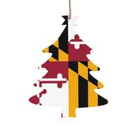 Ornements de sapin de Noël en bois en forme de drapeau de l'État du Maryland - 1 pièce - Pendentif vintage pour décoration de maison de vacances