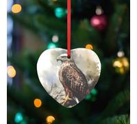 Ornements de sapin de Noël en forme de cœur en acrylique à l'aquarelle de Hawk - Disques circulaires transparents pour Noël, Nouvel An, décorations à suspendre