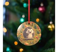 Ornements de sapin de Noël en forme de hérisson - Forme ronde - En acrylique - Disques circulaires transparents pour Noël, Nouvel An - Décorations à suspendre