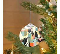 Ornements de sapin de Noël en verre à suspendre ronds du milieu du siècle, art moderne du milieu du siècle, décorations d'arbre de Noël en forme de chat pour fête, mariage, cheminée, extérieur