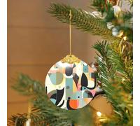 Ornements de sapin de Noël en verre à suspendre ronds du milieu du siècle, art moderne du milieu du siècle, décorations d'arbre de Noël en forme de chat pour fête, mariage, cheminée, extérieur