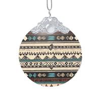 Ornements de sapin de Noël en verre avec motifs amérindiens 2025 ronds à suspendre pour fête, mariage, cheminée, extérieur