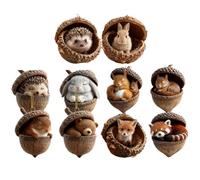 Ornements De Sapin De Noël Gland Animal - Pendentif Acrylique 2D pour Fêtes,10 Pièces Ornements Nature Animaux,pour Maison Fêtes Hiver Soirée Voiture Rétroviseur Fenêtre Porte