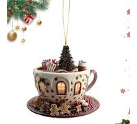Ornements de Sapin de Noël - Ornements Maison de Noël - Suspension Maison Neige 2D en Acrylique pour Femmes Hommes Jeunes Sac à Dos Bibliothèque Intérieur Voiture Sac