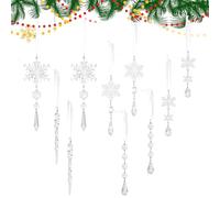 Ornements de Sapin de Noël,Pendentif en Acrylique 2D pour Les Fêtes | Ornements De Sapin en Acrylique Transparent Flocons De Neige - pour Rebord De Fenêtre Chambre Portes Mur Jardin Porche