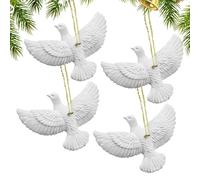 Ornements De Sapin De Noël Sur Le Thème De La Paix - 4 Pièces De Décorations De Fêtes En Résine Avec Les Motifs Paix Amour | Décorations Blanches Pour Sapin De Noël,Pour Mariage Réunion Familiale Cent