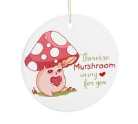 Ornements de sapin de Noël, « There's So Mushroom In My Heart For You » - Souvenir commémoratif en céramique à suspendre pour décoration d'intérieur, cadeau pour chéri, 7,5 cm