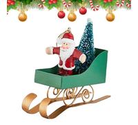 Ornements de sapin de Noël, traîneau de Noël tenant l'arbre | Pendentif en fer pour intérieur ou extérieur, hiver, cheminée, cheminée, table, cour, porte, mur