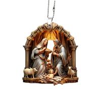 Ornements de scène de la nativité - Acrylique 3,15 Pouces, Naissance de la décoration de Jésus | Nativité Ornements d'arbre de Noël, Gravure délicate, Arbre de Noël, décorations de Voitures, Ornement