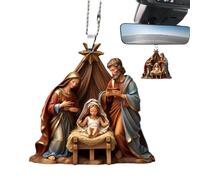 Ornements de scène de la nativité - Acrylique 3,15 Pouces, Naissance de la décoration de Jésus | Nativité Ornements d'arbre de Noël, Gravure délicate, Arbre de Noël, décorations de Voitures, Ornement