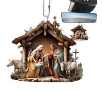 Ornements de Scène de la Nativité de Noël acrylique robuste festif | Décoration de Sapin de Noël avec Scène de la Nativité pour la Maison, Décorations Chrétiennes et toute la