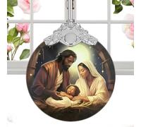 Ornements de scène de la nativité - Décoration Suspendue de l'arbre de Noël Religieux, Pendentif de Foi chrétienne en Acrylique pour Affichage de Vacances à Domicile, Noël Bénédiction de 8x8cm