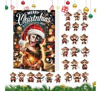 Ornements De Singe En Acrylique - Ensemble 2D De 24 Pièces, Arbre De Noël À Suspendre, Accents Festifs Pour La Maison De Vacances, Souvenir Amusant Du Compte À Rebours Quotidien, Décoration D'