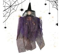 Ornements de sorcière pour arbre - Pendentif de sorcière effrayant avec lumière pour porches | Accessoire effrayant pour maison hantée - Décoration d'Halloween pour bal masqué d'intérieur ou