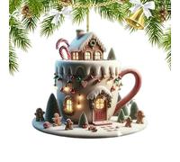 Ornements De Tasse De Café De Noël - Charme De Vacances En Résine, Décor De Café | Ornements D'arbres Décoratifs Tasses | 8 Cm/3,14 Pouces Pendentifs Pour Bagages, Pension D