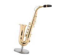 Ornements de Trompette Saxophone Alto Miniature avec Support et étui Ornements d Instruments de Musique plaqués Or