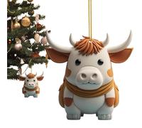 Ornements de vache pour arbre,Décoration d'arbre de vache animal de bande dessinée - Décoration de maison double face avec lanière pour porte, sac d'école, ferme, fenêtre, arbres de Noël