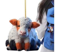 Ornements de Vache pour Arbre | Décoration d'arbre de Vache Animal de Bande dessinée - Ornements d'arbre de Noël Double Face avec lanière, décoration de la Maison pour Arbre, Porte, fenêtre