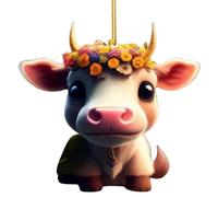 Ornements de vache pour arbre | Ornement d'arbre de Noël de vache animale de bande dessinée,Décoration d'arbre d'animaux de ferme double face pour porte, arbres de Noël