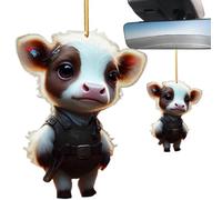 Ornements de vache pour arbre,Ornement d'arbre de Noël de vache animale de bande dessinée | Décoration de maison double face avec lanière pour porte, sac d'école, ferme, fenêtre, arbres de Noël