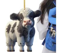 Ornements de vache pour arbre | Pendentif de rétroviseur de décor de vache mignon | Décoration d'arbre d'animaux de ferme double face pour porte, arbres de Noël
