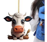 Ornements de vache pour arbre | Pendentif de rétroviseur de vache de bande dessinée - Décoration de maison mignonne d'arbre de vache, cadeaux créatifs avec lanière pour la fenêtre
