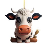 Ornements de vache pour arbre | Pendentif de rétroviseur de vache de bande dessinée | Ornements d'arbre de Noël double face avec lanière, décoration de la maison pour arbre, porte, fenêtre