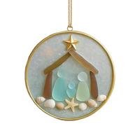Ornements De Verre De Mer - Scène De Nativité Faite À La Main Pendants D'arbres | Décorations Chrétiennes De Noël Et Cadeaux Religieux | Accessoires D'atmosphère De Vacances Pour Les Réunions De Famil