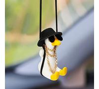 Ornements de Voiture,Cool Balançoire Canard avec Chapeau Lunettes de Soleil Pendentif,Swinging Duck Miroir de Voiture Rétroviseur Ornements,Cadeaux D'anniversaire Décoration Charme de Voiture Suspendu