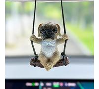 Ornements de Voiture,Mignon Chien Carlin Pendentif Miroir de Voiture Rétroviseur Ornements Suspendu De Voiture Miroir de Voiture Accessoires Cadeaux d'anniversaire Décoration Charme Voiture Suspendu