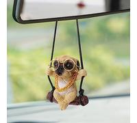 Ornements de Voiture, Mignon Chien Carlin Pendentif Miroir de Voiture Rétroviseur Ornements Suspendu De Voiture Miroir de Voiture Accessoires Cadeaux D'anniversaire Décoration Charme Voiture Suspendu
