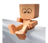 Ornements de voiture, poupée en bois du tableau de bord, adorable silhouette des pieds secoue, accent intérieur automatique décoratif, accessoire de véhicule parfait pour l'école, les voyages en route