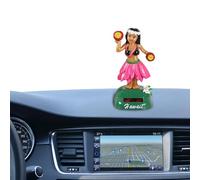 Ornements de Voiture pour Tableau de Bord - Figurines de poupées Miniatures Hawaii Girl,Jouet à tête secouée pour Filles dansantes, Figurines de Collection à énergie Solaire, Ornements de