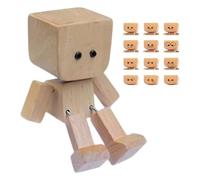 Ornements de Voiture pour Tableau de Bord - Ornement de Tableau de Bord de Voiture en Bois avec Base magnétique | 12 Expressions changeantes Mignons Accessoires d'intérieur de Voiture pour Le