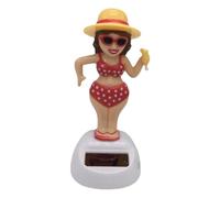 Ornements de voiture Tableau de bord - Figurine de fille de plage, tête de secouement à énergie solaire, design de beauté de bikini - Accessoires de décoration de voiture mignons - Parfait pour la