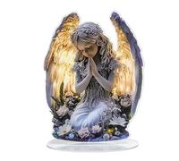Ornements décoratifs 2D en forme d'ange, décoration de prière avec ange, figurine en acrylique de 20 cm représentant un ange de prière, décoration de table avec ange, décorations pour cimetière en