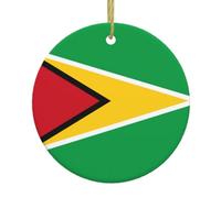 Ornements décoratifs à suspendre en céramique - Drapeau de la Guyane - Souvenir de Noël pour le Nouvel An, fête à la maison