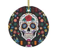 Ornements décoratifs à suspendre en céramique - Jour des morts - Souvenir de Noël pour le Nouvel An, fête à la maison