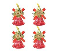 Ornements Décoratifs en Forme de Cloches - Décoration Suspendable 4 Pièces Avec Nœud,Décorations Cloches Pour Sapin De Noël - Pour La Décoration D'Arbre De Fêtes Couronne De Porte Fête En Extérieur Ma