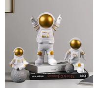 Ornements Décoration Spaceman Modèle Statues Spaceman Décoration Gâteau Enfants, Cadeaux de Fête Sur Le ThèMe de L'Espace, Modèle D'Astronaute, Statue D'Astronaute de L'Espace 3 Pièces (Or)