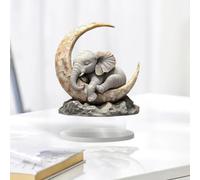Ornements d'éléphant pour la maison, ornement d'éléphant - Figurine endormie de rêve sur une illustration de lune, décoration table plate en acrylique 2D pour salon, chambre à coucher, bureau