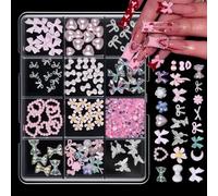 Ornements délicats d ' ongles en forme de papillon et de fraise, en 12 variétés, pour la saint-valentin, Design de mariée, décorations en cœur mixte